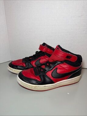 Nike Court Borough Mid 2 Kids Sneakers Size 1.5 Black Red